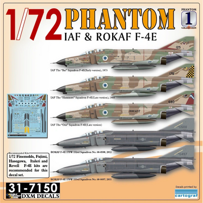 DXM 31-7150 1/72 Israeli Air Force & Republic of Korea Air Force F-4E Phantom Collection #1 (For Hasegawa, Fine Molds, Fujimi, Italeri, and Revell)