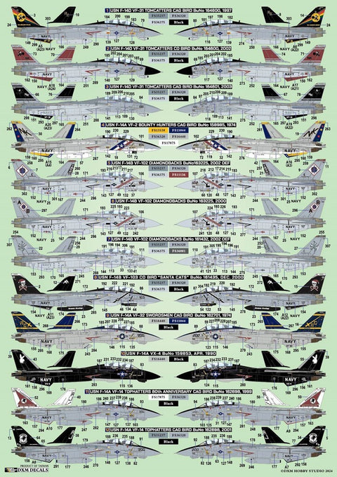 DXM 41-1114 1/144 US Navy F-14A/B/D Tomcat VF-2/14/31/32/102/103/NSAWC 12-Scheme Collection