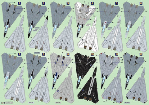 DXM 41-1114 1/144 US Navy F-14A/B/D Tomcat VF-2/14/31/32/102/103/NSAWC 12-Scheme Collection
