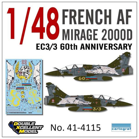 DXM 41-4115 1/48 French Air Force M2000D EC 3/3 60th Anniversary (For Kinetic, Revell, Italeri, and Heller)