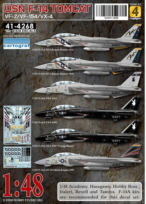 DXM 41-4268 1/48 US Navy F-14A Tomcat Collection #4 (VF-2/VX-4/VF-154)