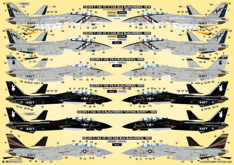 DXM 41-4268 1/48 US Navy F-14A Tomcat Collection #4 (VF-2/VX-4/VF-154)