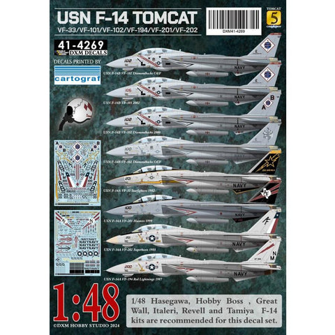 DXM 41-4269 1/48 US Navy F-14A/B Tomcat Collection #5 (VF-33 / VF-101 / VF-102 / VF-194 / VF-201 / VF-202)