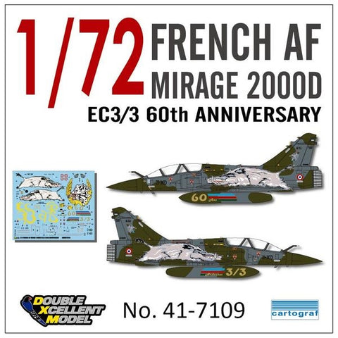 DXM 41-7109 1/72 French Air Force M2000D EC 3/3 60th Anniversary (For Revell, Italeri, Heller, and Tamiya)