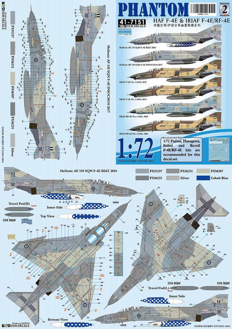 DXM 41-7151 1/72 Hellenic Air Force & Iranian Army F-4E/RF-4E Phantom Collection #2