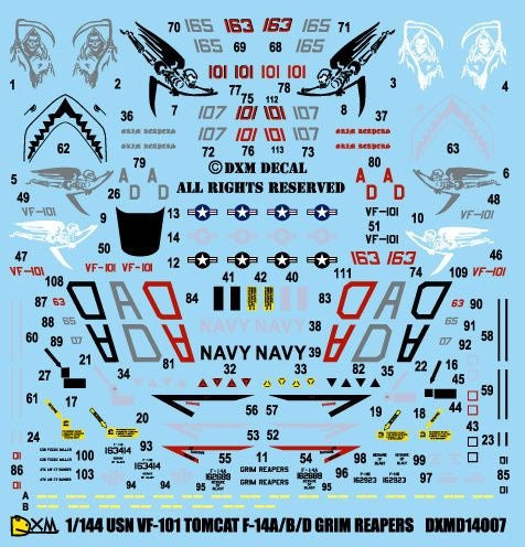 DXM 51-1107 1/144 US Navy F-14A/B/D Tomcat VF-101 Grim Reapers
