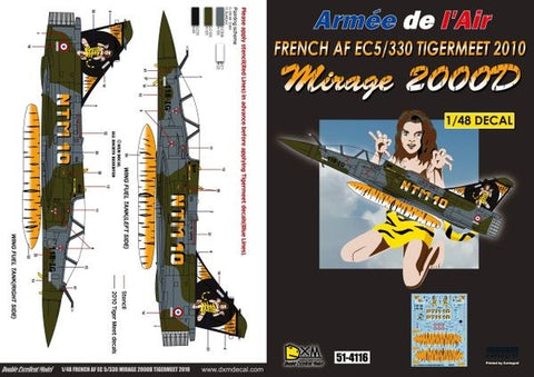 DXM 51-4116 1/48 French Air Force M2000D EC 5/330 Tiger Meet 2010 (For Kinetic, Revell, Italeri, and Heller)