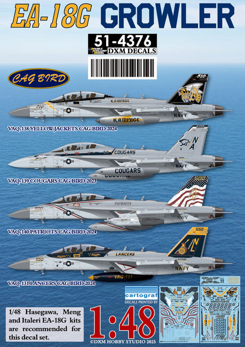 DXM 51-4376 1/48 U.S. Navy F/A-18G Growler: VAQ-131 Lancers / VAQ-138 Yellowjackets / VAQ-139 Cougars / VAQ-140 Patriots