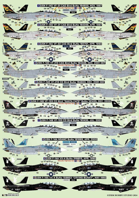 DXM 51-7160 1/72 US Navy VF-31/VF-32/VF-103/VF-213/NSAWC F-14 Tomcat Collection #5 (For Academy, Fine Molds, Fujimi, Great Wall, Hasegawa, HobbyBoss, Italeri, and Revell)