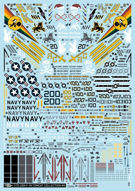 DXM 51-7160 1/72 US Navy VF-31/VF-32/VF-103/VF-213/NSAWC F-14 Tomcat Collection #5 (For Academy, Fine Molds, Fujimi, Great Wall, Hasegawa, HobbyBoss, Italeri, and Revell)