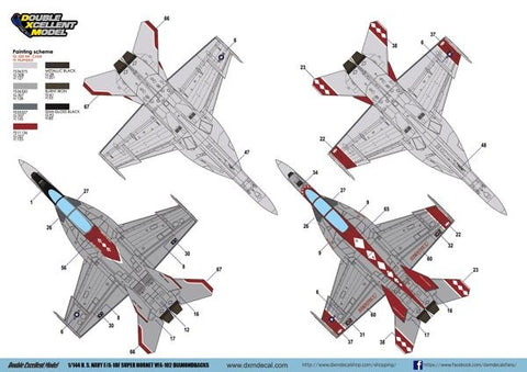 DXM 71-1109 1/144 U.S. Navy F/A-18F Super Hornet VFA-102 Diamondbacks (For Dragon and Platz)