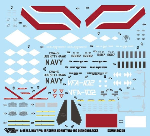 DXM 71-4228 1/48 US Navy F-18F VFA-102 Diamondbacks Anniversary (For Hasegawa, Meng Model, Italeri, and Revell)