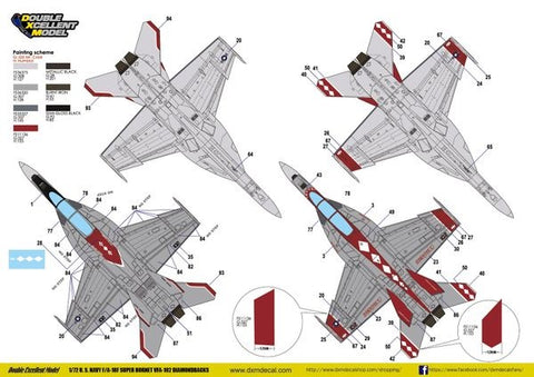 DXM 71-7121 1/72 U.S. Navy F/A-18F Super Hornet VFA-102 Diamondbacks (For Hasegawa, Academy, and Revell)