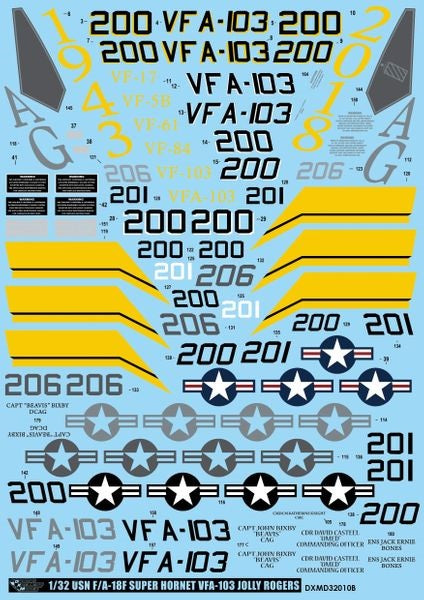 DXM 91-3308 1/32 U.S. Navy F/A-18F Super Hornet VFA-103 "Jolly Rogers" (For Trumpeter and Revell)