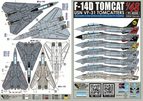 DXM 91-4235 1/48 USN F-14D Tomcat VF-31 "Tomcatters" (For Tamiya, AMK, Hasegawa, HobbyBoss, Italeri, Revell, and Fujimi)