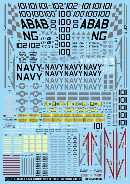 DXM 91-4338 1/48 USN F-14A Tomcat VF-211 "Checkmates" (For Hasegawa, Tamiya, Revell, Italeri, HobbyBoss, and Academy)