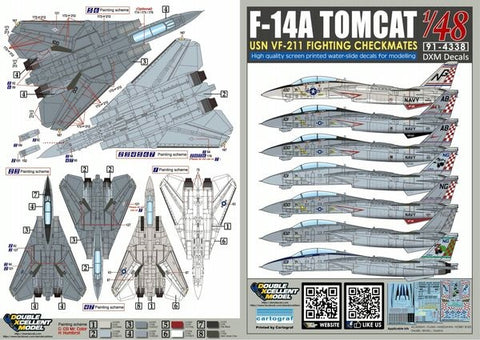 DXM 91-4338 1/48 USN F-14A Tomcat VF-211 "Checkmates" (For Hasegawa, Tamiya, Revell, Italeri, HobbyBoss, and Academy)