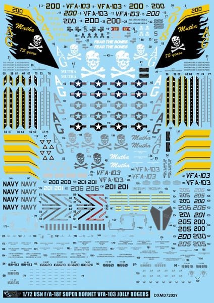 DXM 91-7133 1/72 U.S. Navy F/A-18F Super Hornet VFA-103 "Jolly Rogers" (For Academy, Hasegawa, and Revell)