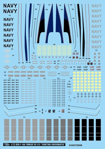 DXM 91-7231 1/72 USN F-14A Tomcat VF-211 "Checkmates" (For Hasegawa, Fine Molds, Fujimi, Academy, Great Wall, Revell, Italeri, and HobbyBoss)