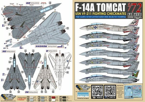 DXM 91-7231 1/72 USN F-14A Tomcat VF-211 "Checkmates" (For Hasegawa, Fine Molds, Fujimi, Academy, Great Wall, Revell, Italeri, and HobbyBoss)