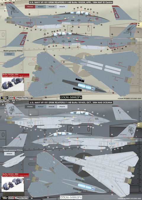 DXM S0002P4 1/48 US Navy F-14B VF-101 Conversion Set & Decals