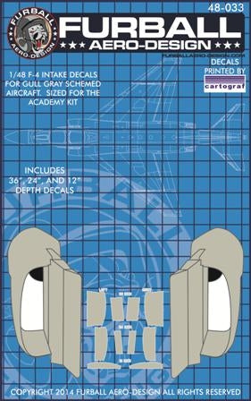 FURBALL 48-033 1/48 F-4 Phantom II, Intake Decal Gull Gray Project Aircraft(For Academy)