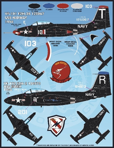 FURBALL FDS-4811 1/48 A colorful F2H-2/2P Sea Blue Banshees of the US Navy and Marine Corps. (For Kitty Hawk)