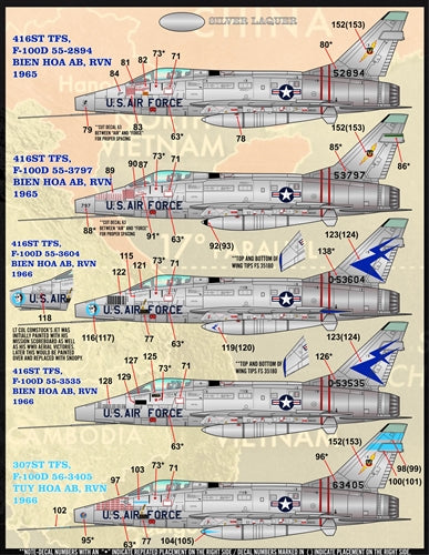 FURBALL F/D&S-7202 1/72 Color and markings of the US Air Force F-100s PT I