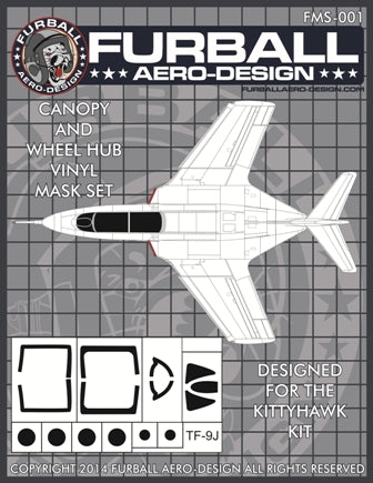 FURBALL FMS-001 1/48 TF-9J Cougar Canopy & Wheel Hub Vinyl Mask Set(For Kitty Hawk)
