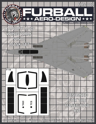 FURBALL FMS-002 1/48 F-14 Tomcat Canopy & Wingwalk Vinyl Mask Set(For Hasegawa)