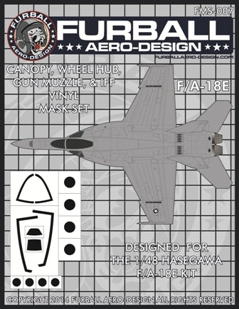 FURBALL FMS-007 1/48 F-18E Super Hornet canopy, wheel hubs, gun muzzle, and IFF vinyl mask set(For Hasegawa)