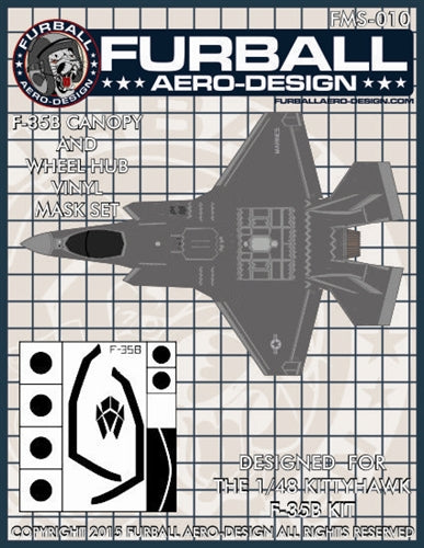FURBALL FMS-010 1/48 F-35B Lightning II Canopy & Wheel Hub Vinyl Mask Set(For Kitty Hawk)
