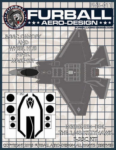 FURBALL FMS-011 1/48 F-35C Lightning II Canopy & Wheel Hub Vinyl Mask Set(For Kitty Hawk)