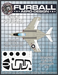 FURBALL FMS-017 1/48 F9F-8 Cougar Canopy & Wheel Hub Vinyl Mask Set(For Kitty Hawk)