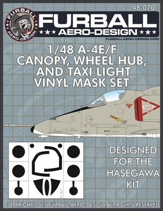 FURBALL FMS-020 1/48 A-4E A-4F Skyhawk Canopy, Wheel Hub, and Taxi Light Vinyl Mask Set(For Hasegawa)