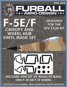 FURBALL FMS-022 1/48 F-5E/F Tiger II Canopy & Wheel Hub Vinyl Mask Set(For AFVclub)