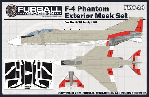 FURBALL FMS-026 1/48 F-4 Phantom Exterior Vinyl Mask Set(For Tamiya)