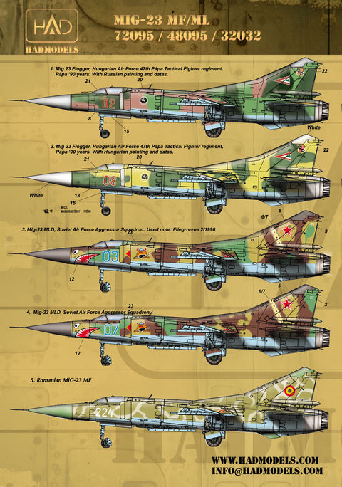 HAD Models 32032 1/32 MiG-23 MF / MLD decal sheet