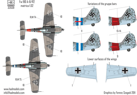 HAD Models 32039 1/32 Fw 190 A-8/R2decal sheet