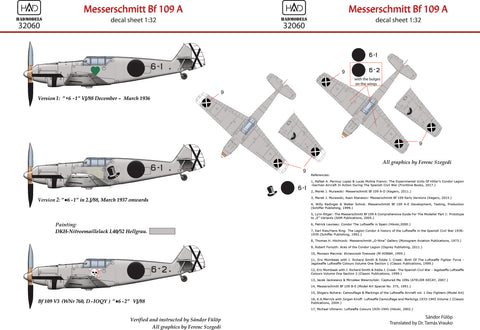 HAD Models 32060 1/32 Messerschmitt Bf 109 A decal sheet