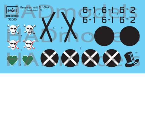 HAD Models 32060 1/32 Messerschmitt Bf 109 A decal sheet