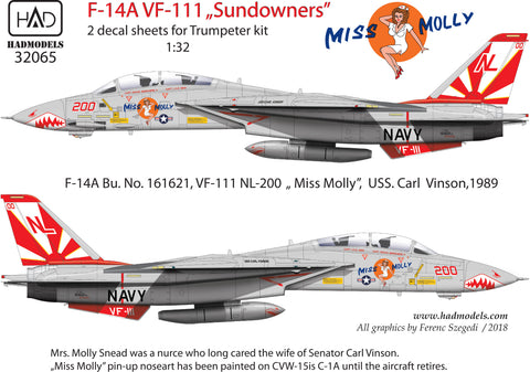 HAD Models 32065 1/32 F-14A ”Miss Molly” double decal sheet