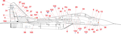 HAD Models 32067 1/32 MiG-29 Russian stencil double decal sheet