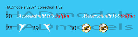 HAD Models 32071 1/32 Messerschmitt 108 Taifun decal sheet