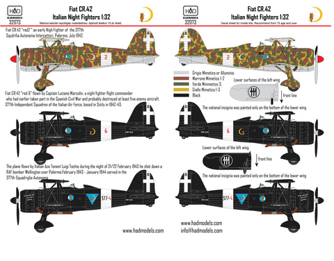 HAD Models 32073 1/32 CR-42 Italian Night fighters decal for ICM kit