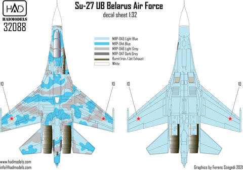 HAD Models 32088 1/32 Su-27 UB Belarus decal sheet