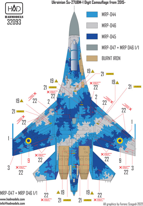 HAD Models 32093 1/32 Ukrainian Su-27UBM-1 Flanker C decal sheet