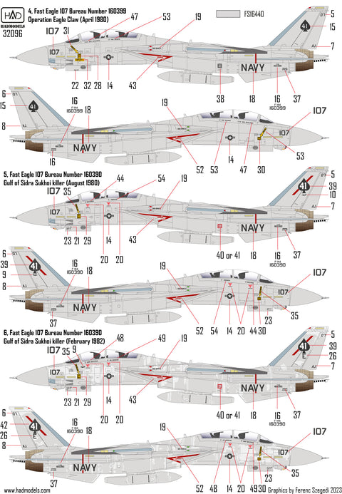 HAD Models 32096 1/32 F-14A Black Aces ” The Final Countdown” decal sheet