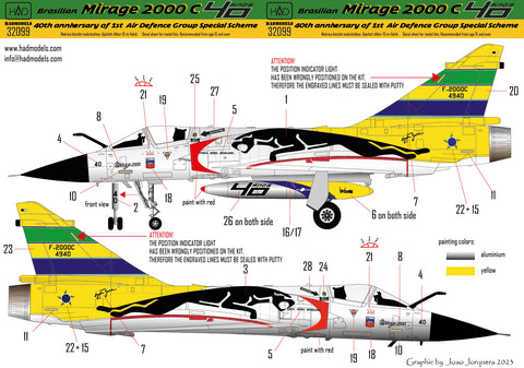 HAD Models 32099 1/32 Mirage 2000C ”40th anniversary of 1st Air Defence Group” decal sheet