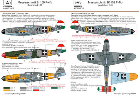 HAD Models 48087/2018 1/48 Messerschmitt Bf 109 F-4/b part II decal sheet
